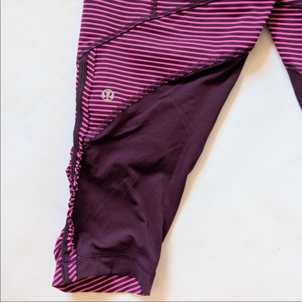 Lululemon Striped Cropped Raspberry Leggings - image 5